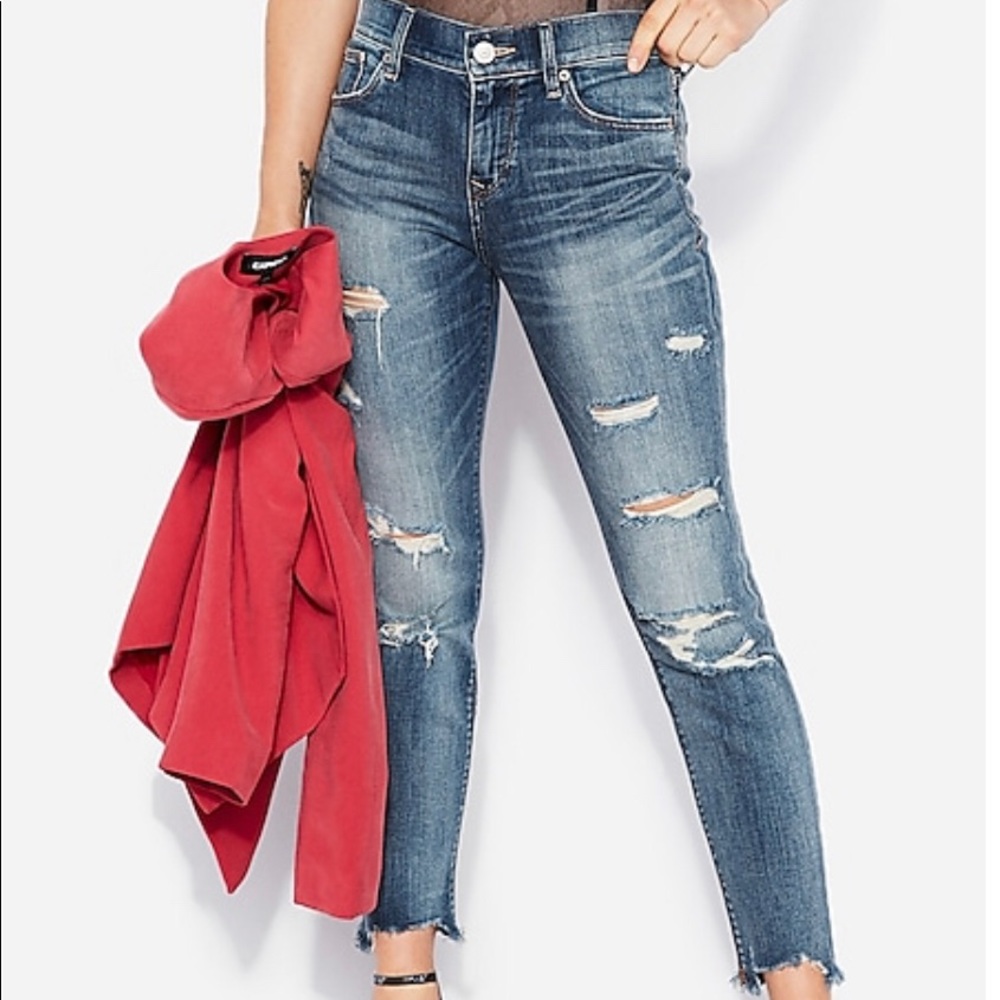 Express Ripped Skinny Ankle Jeans